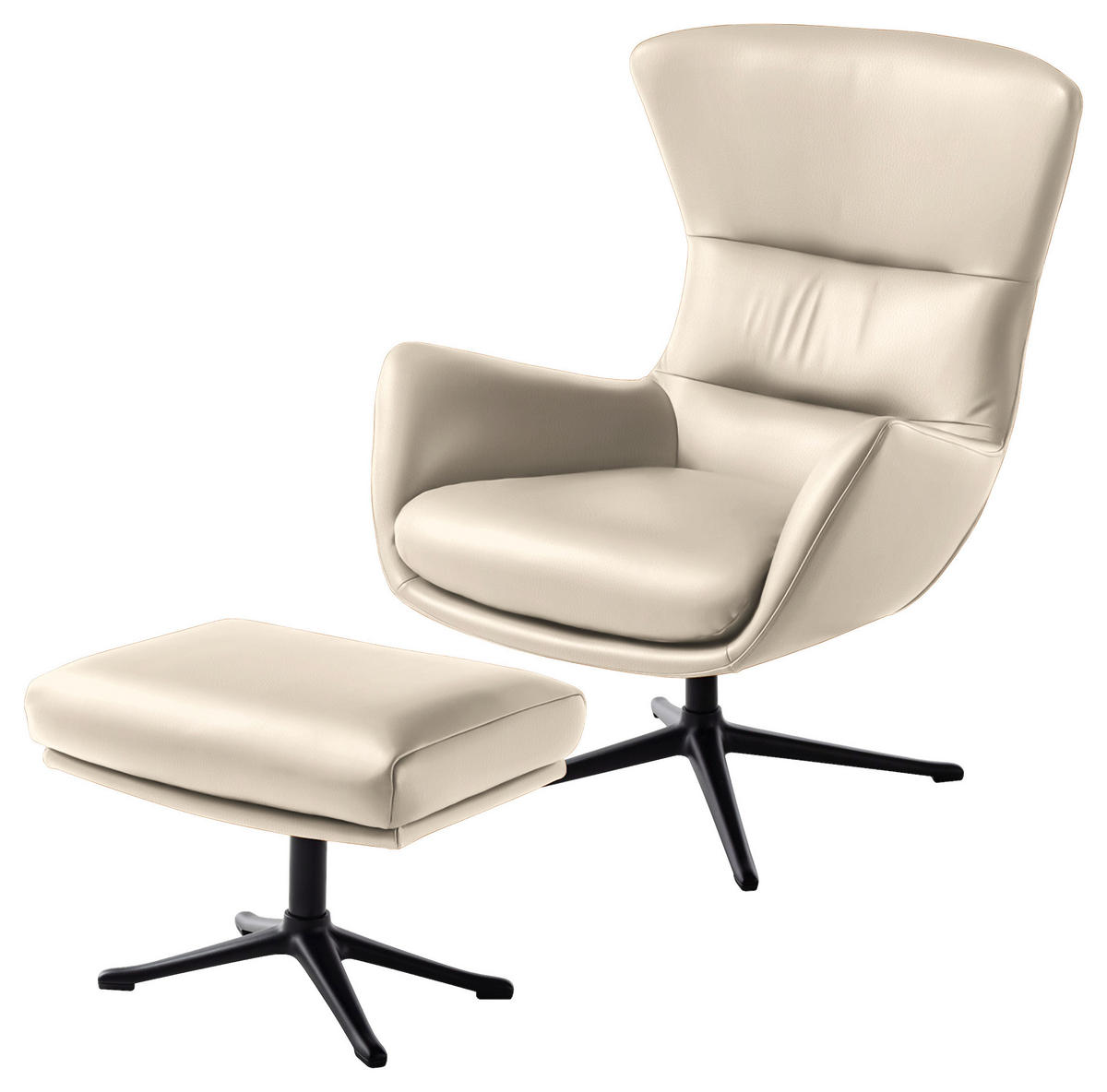 OHRENSESSEL in Hellgrau  - Hellgrau/Schwarz, Design, Leder/Metall (84/104/96cm) - home24