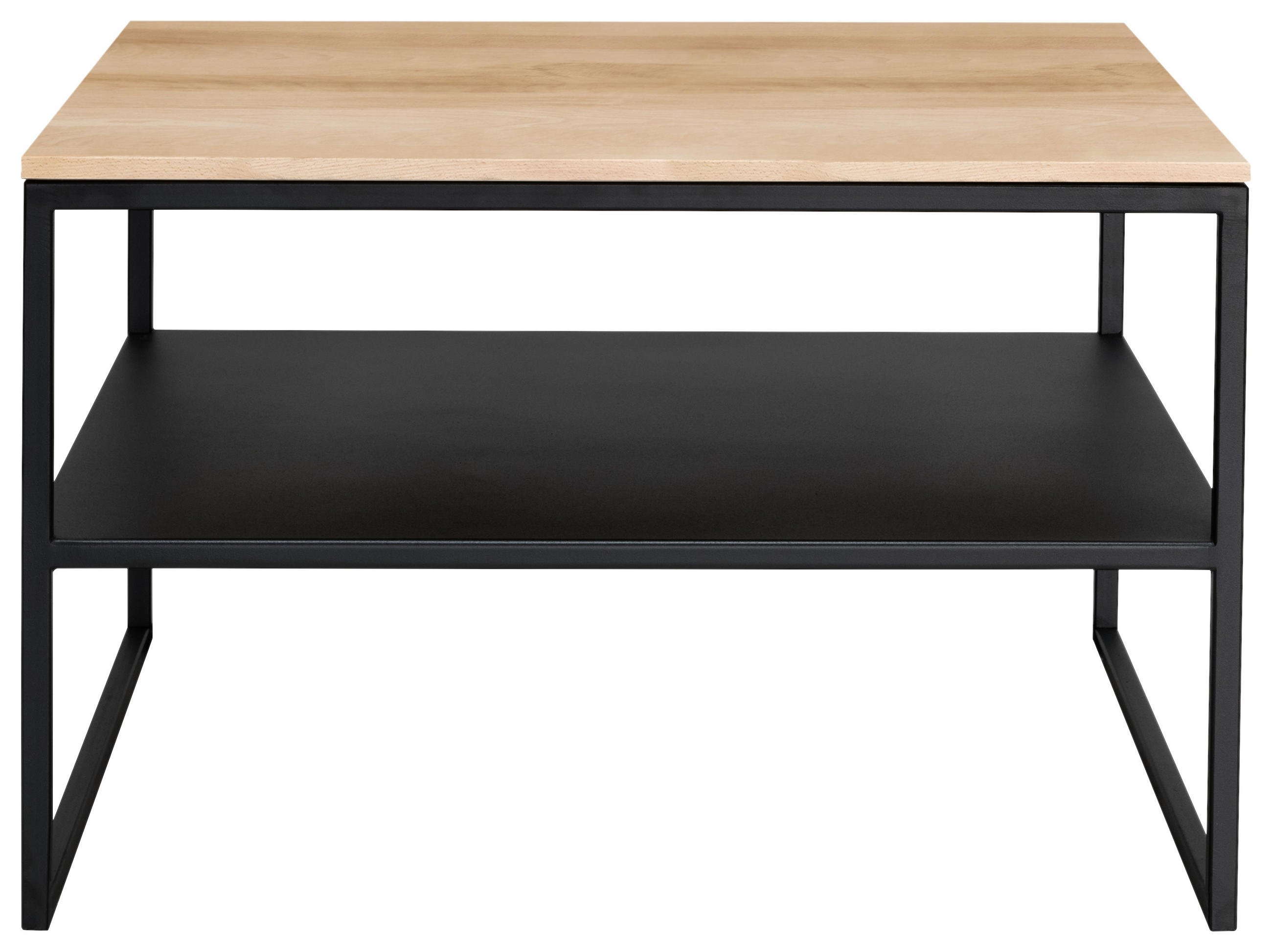 COUCHTISCH Kernbuche massiv 65/65/41 cm quadratisch Schwarz, Buchefarben  - Buchefarben/Schwarz, Design, Holz/Metall (65/65/41cm) - Johann Jakob