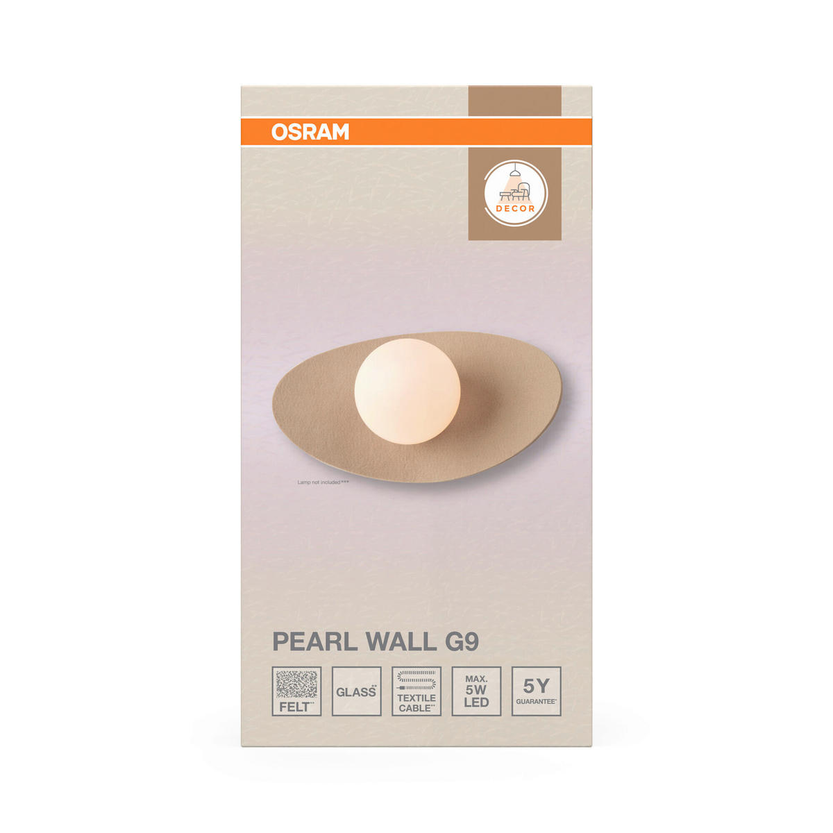 WANDLEUCHTE 28/13,5/15 cm   - Beige, Design, Glas/Textil (28/13,5/15cm) - Osram