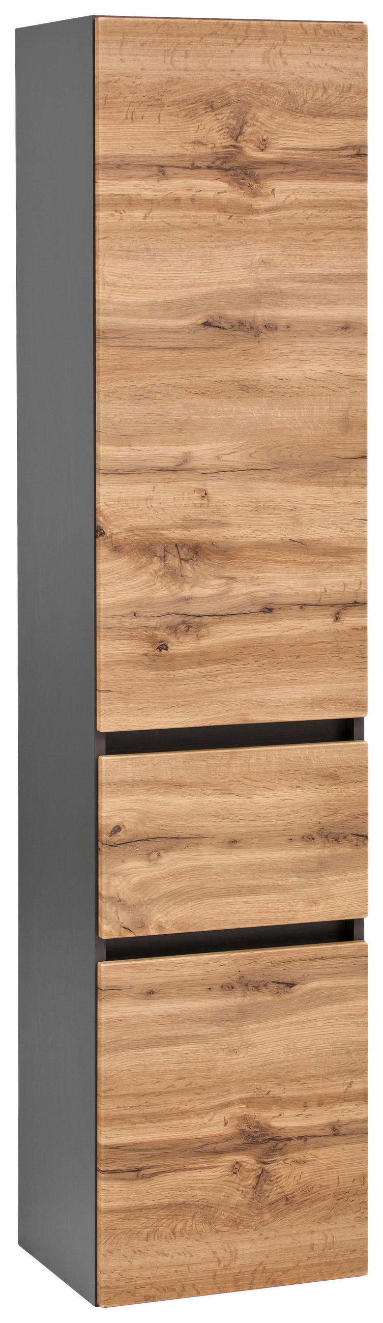 HOCHSCHRANK 40/180/35 cm  - Eichefarben/Silberfarben, KONVENTIONELL, Holzwerkstoff/Kunststoff (40/180/35cm) - Held