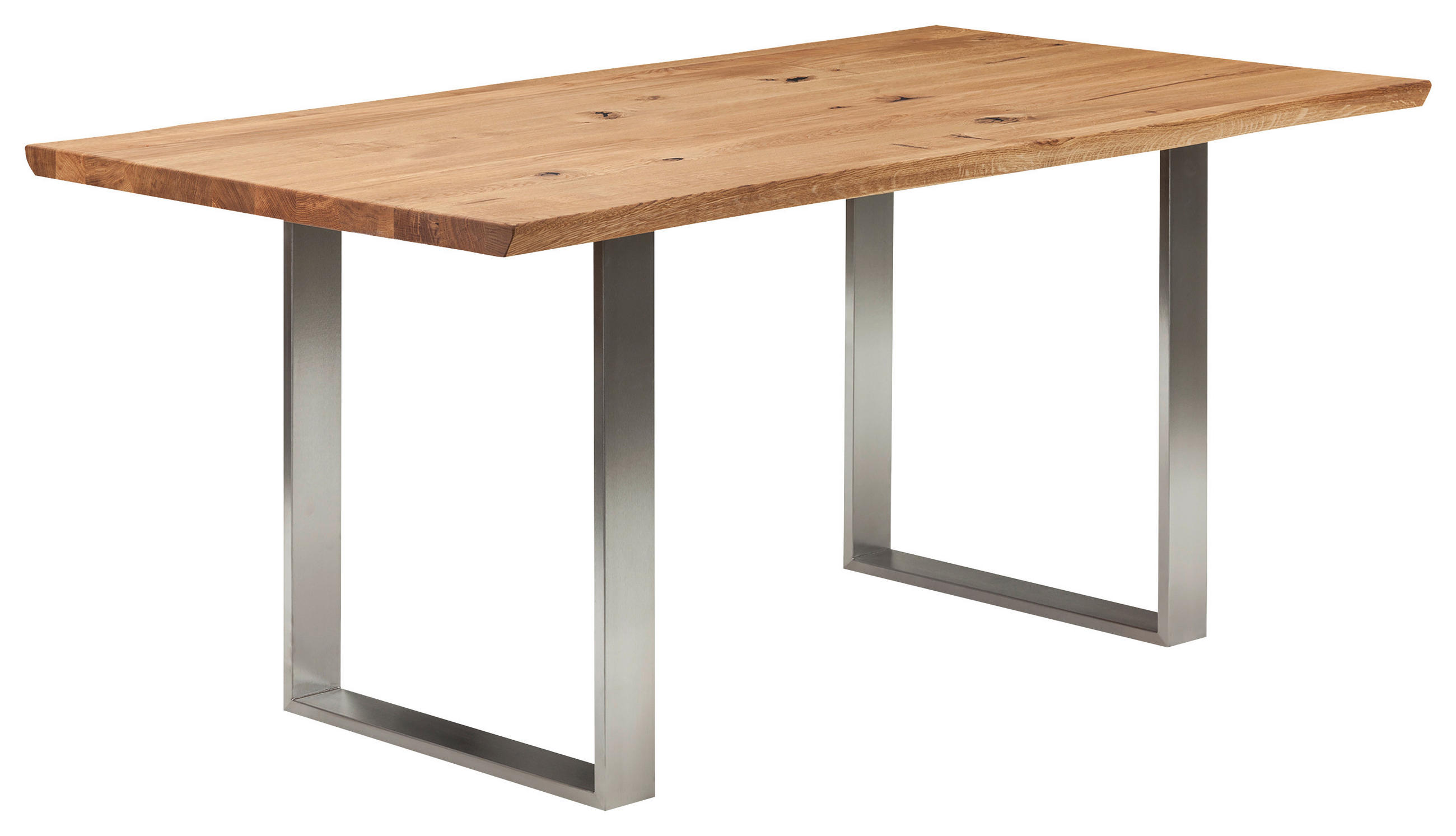 ESSTISCH in Holz 160/90/75 cm  - Edelstahlfarben/Eichefarben, Natur, Holz/Metall (160/90/75cm) - Linea Natura