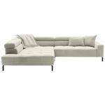 ECKSOFA Naturfarben Cord Rücken echt, Kopfteilverstellung, Sitzvorzug  - Schwarz/Naturfarben, KONVENTIONELL, Textil/Metall (219/311cm) - Hom`in
