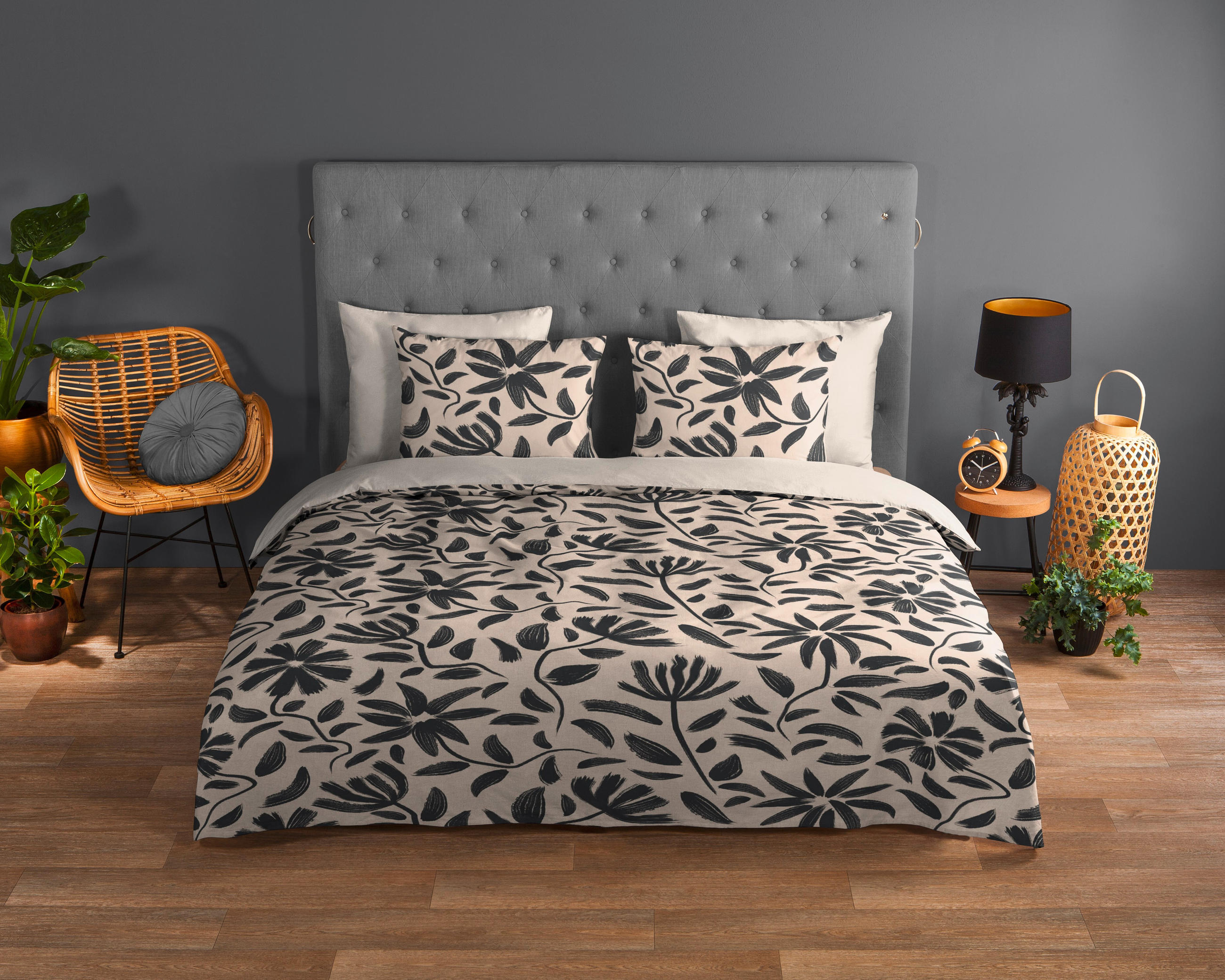 WENDEBETTWÄSCHE Good Morning Renforcé 140/200 cm  - Anthrazit/Creme, Design, Textil (140/200cm)