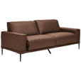 2,5-SITZER in Leder Braun  - Schwarz/Braun, Design, Leder/Metall (200/102/92cm) - Johann Jakob