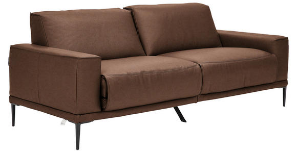 2,5-SITZER in Leder Braun - Schwarz/Braun, Design, Leder/Metall (200/102/92cm) - Johann Jakob