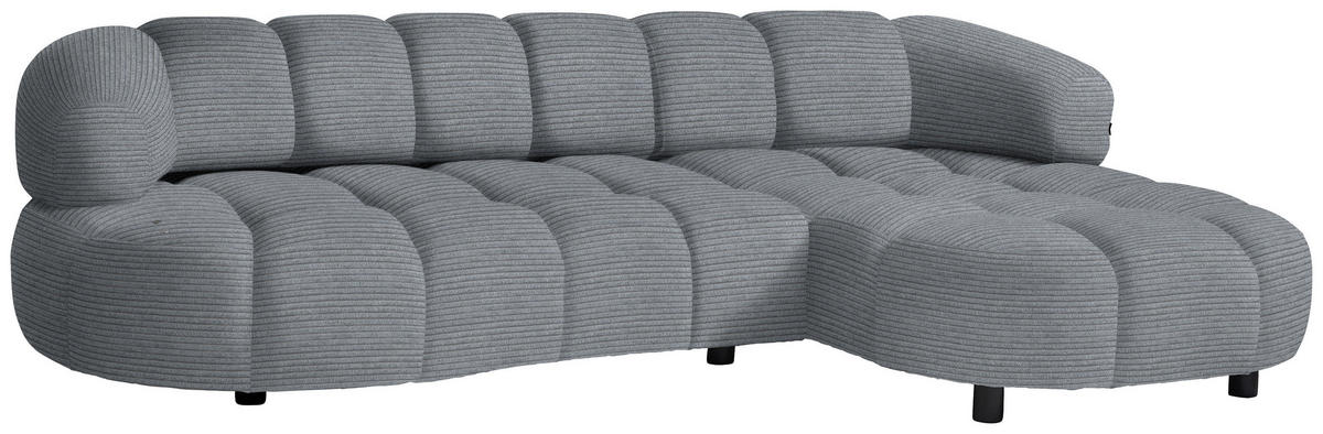 ECKSOFA in Cord, Velours Dunkelgrau  - Dunkelgrau/Schwarz, Design, Holz/Textil (284/183cm) - Welnova