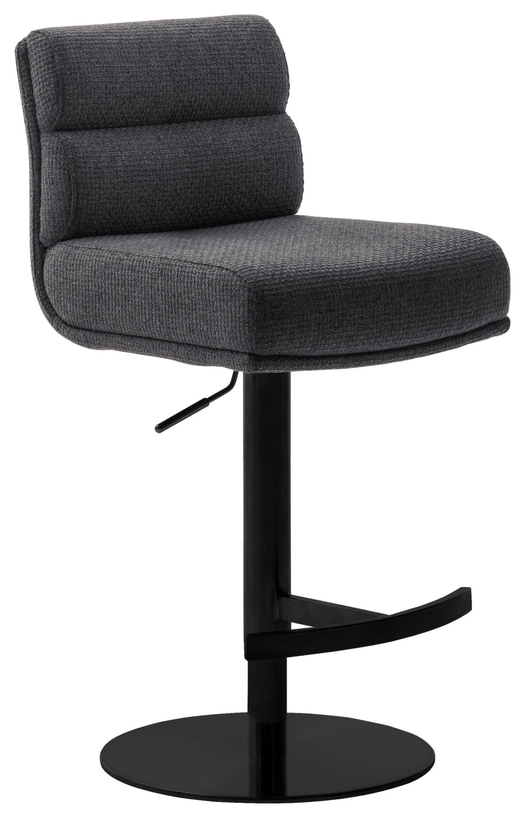 BARHOCKER Webstoff Anthrazit, Schwarz Stahl Stoffauswahl, Typenauswahl, Gestellauswahl  - Anthrazit/Schwarz, Design, Textil/Metall (43/84/52cm) - Dieter Knoll