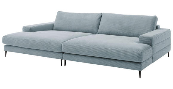 BIGSOFA in Cord Hellblau  - Schwarz/Hellblau, Design, Textil/Metall (296/83/177cm) - Dieter Knoll