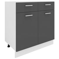 KÜCHENUNTERSCHRANK 80/82/46 cm  in Anthrazit, Weiß  - Anthrazit/Alufarben, KONVENTIONELL, Holzwerkstoff/Metall (80/82/46cm) - MID.YOU