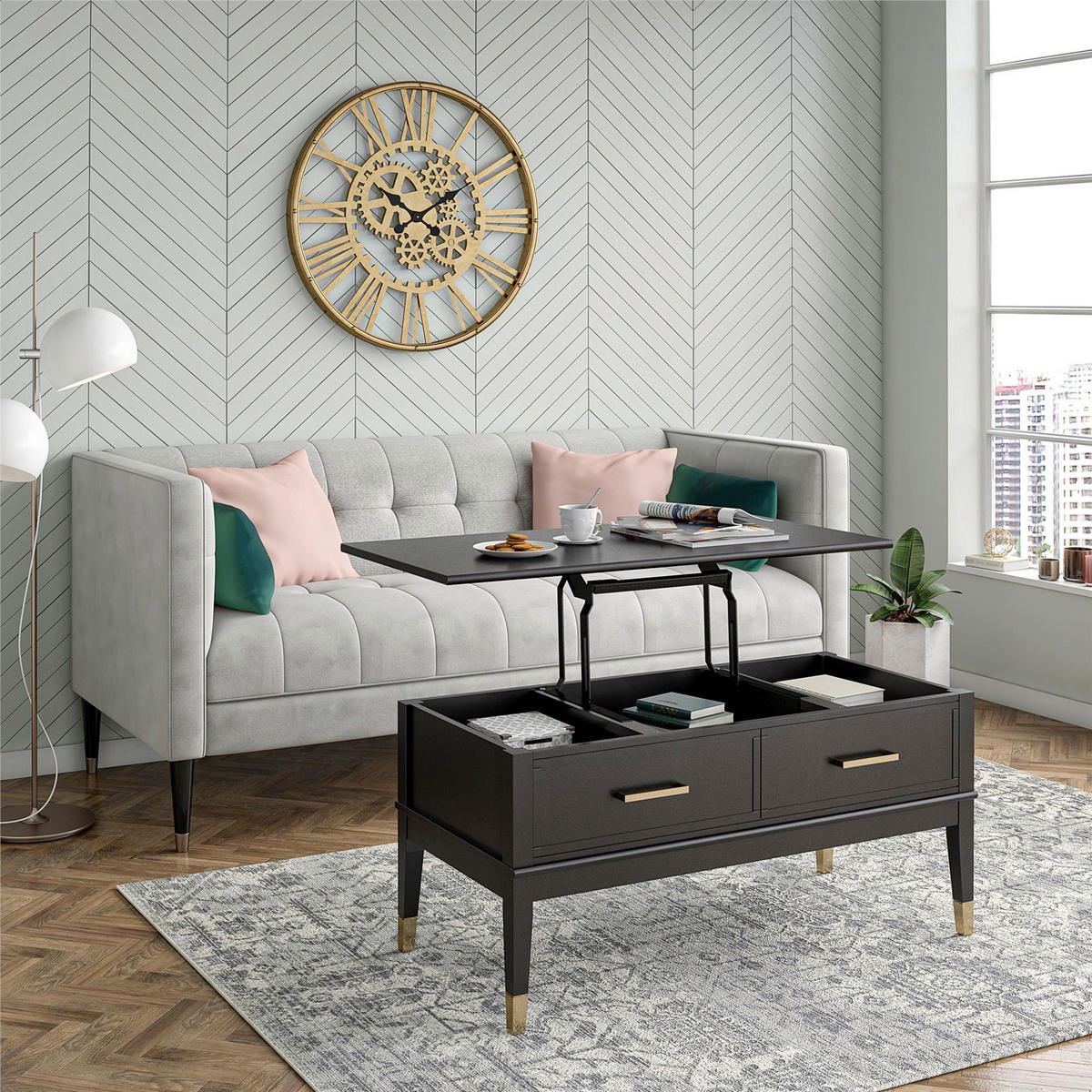 COUCHTISCH Westerleigh 106/52/51 cm Schwarz  - Messingfarben/Schwarz, Design, Holzwerkstoff/Metall (106/52/51cm) - MID.YOU