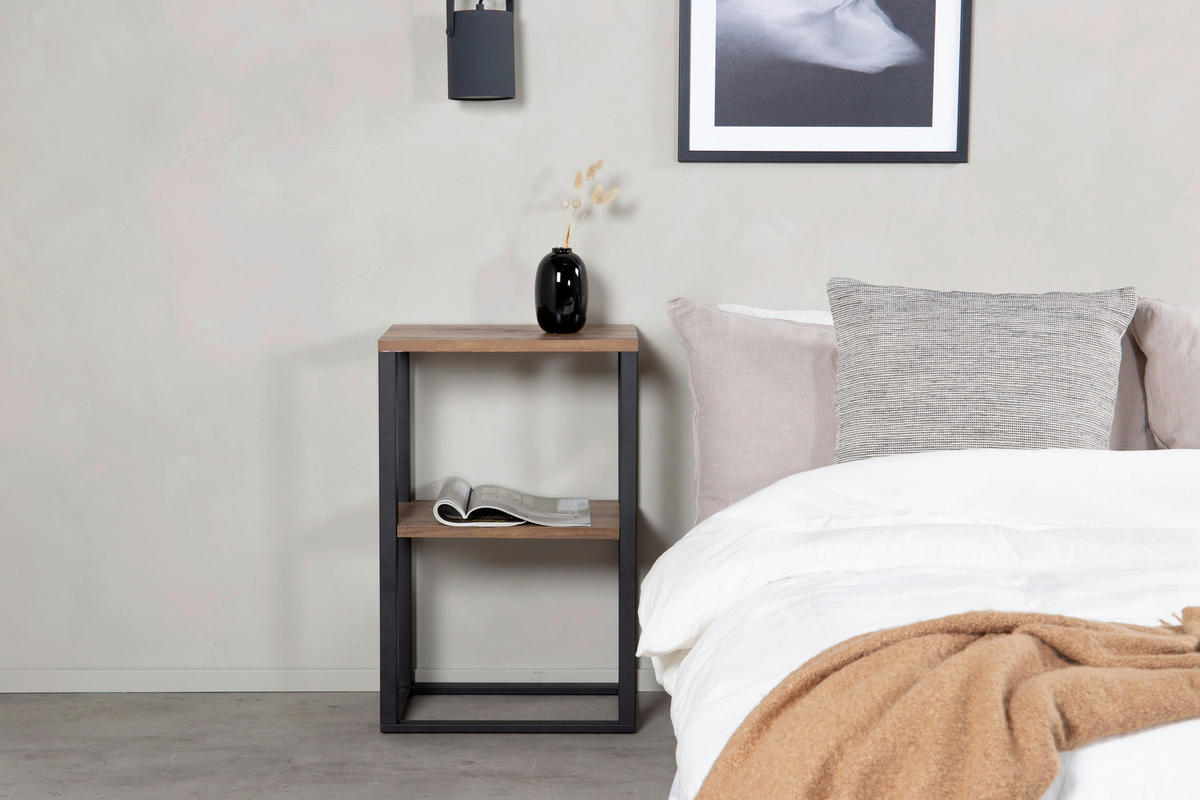 NACHTTISCH 30/70/45 cm  in furniert Braun, Schwarz  - Schwarz/Braun, Design, Holzwerkstoff/Metall (30/70/45cm) - Livetastic