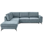 ECKSOFA Hellblau Chenille  - Schwarz/Hellblau, KONVENTIONELL, Textil/Metall (257/275cm) - Carryhome