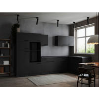 ECKKÜCHE 340/172 cm  in Dunkelgrau  - Dunkelgrau/Schwarz, Design, Holzwerkstoff/Metall (340/172cm) - Respekta