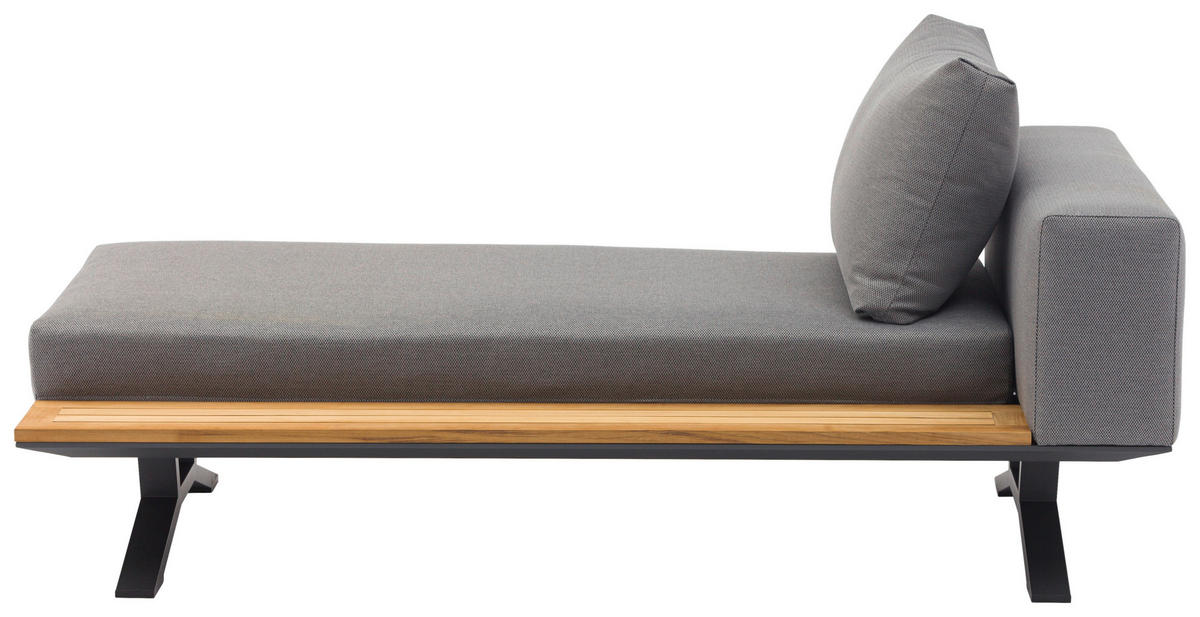 LOUNGEGARNITUR Teakholz massiv Aluminium  - Anthrazit/Naturfarben, Design, Holz/Textil (172/97/25cm) - Amatio