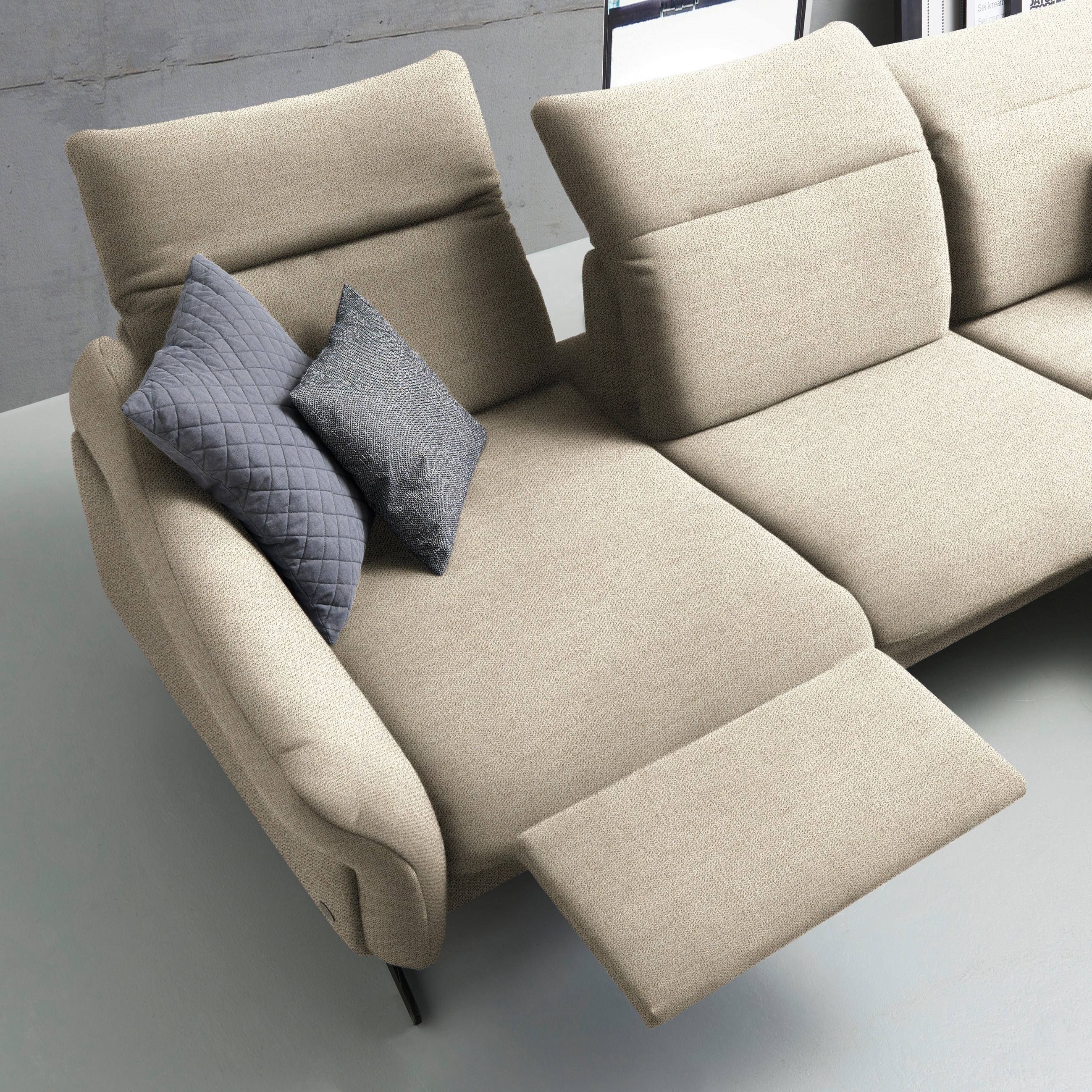 ECKSOFA in Webstoff Beige  - Anthrazit/Beige, Design, Textil/Metall (299/203cm) - Himolla