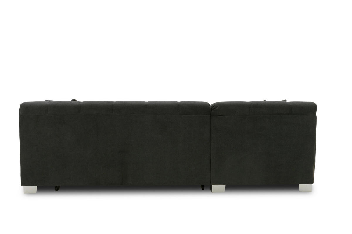 ECKSOFA CAPRI Schwarz Mikrofaser  - Chromfarben/Schwarz, KONVENTIONELL, Textil/Metall (152/239cm) - MID.YOU