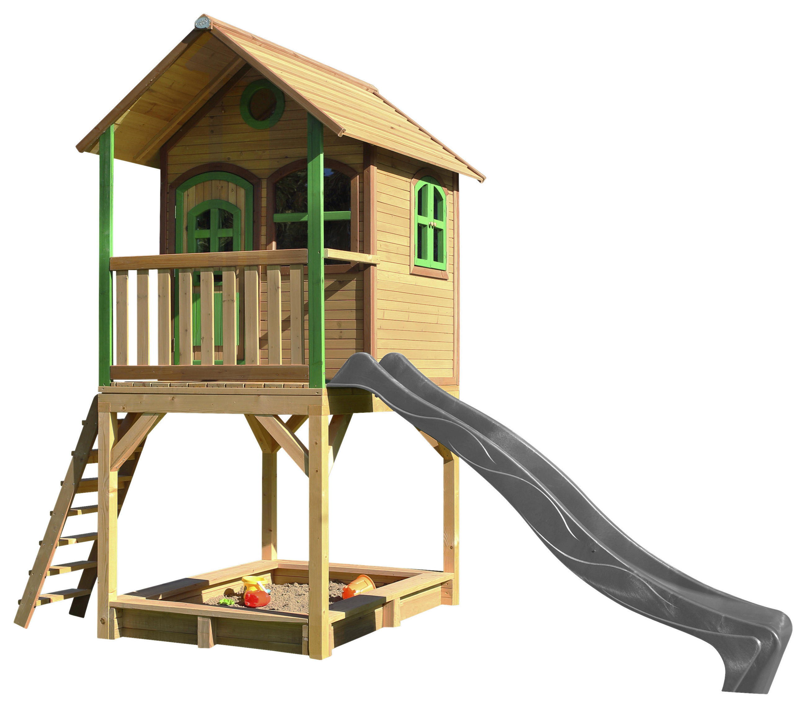 SPIELTURM 370/291/191 cm SPIELTURM SARAH  - Braun/Grau, Konventionell, Holz/Kunststoff (370/291/191cm)