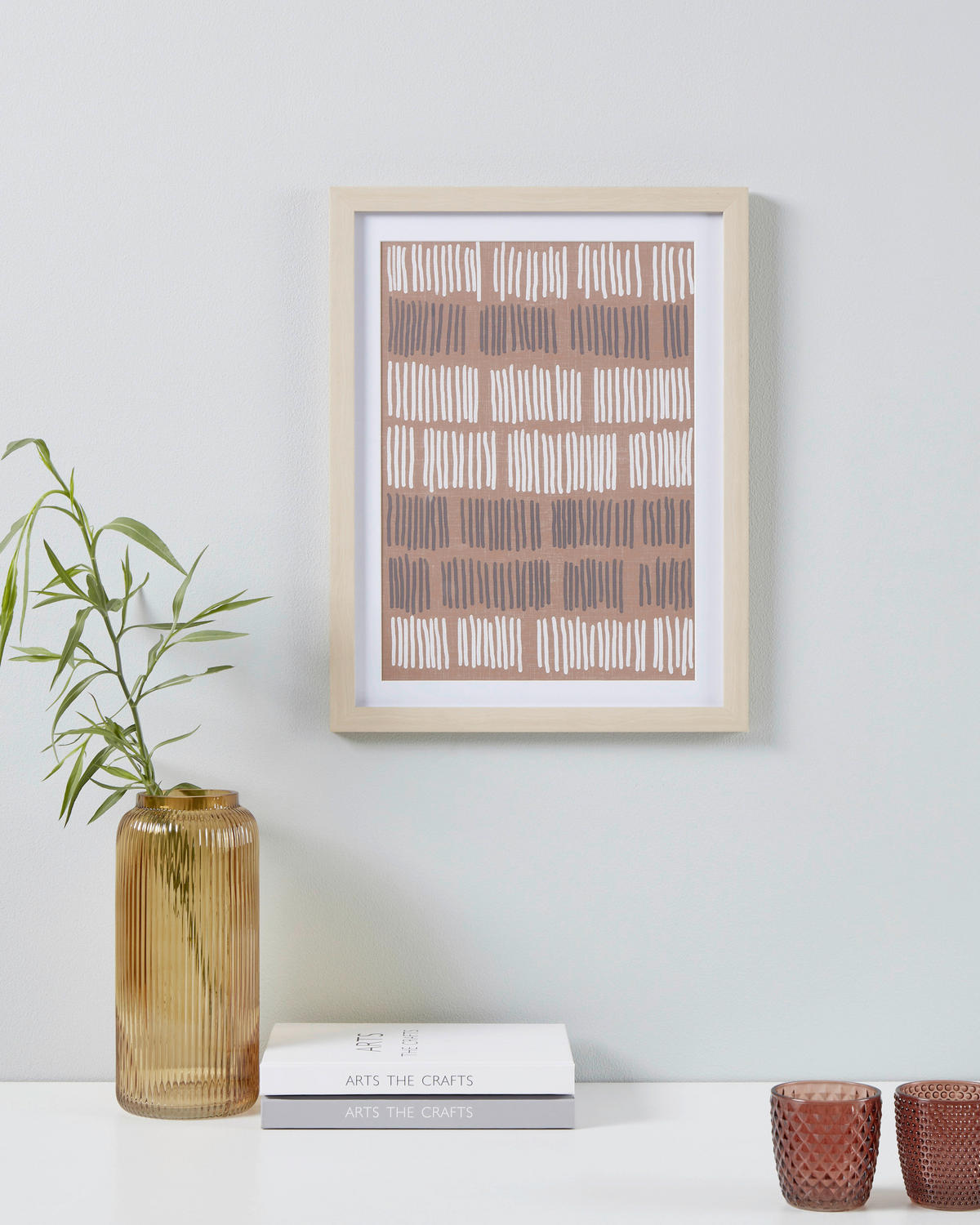 DRUCKGRAFIK Abstraktes Schwarz, Weiß, Terracotta  - Eichefarben/Terracotta, Trend, Glas/Papier (33/1,6/43cm) - Eglo
