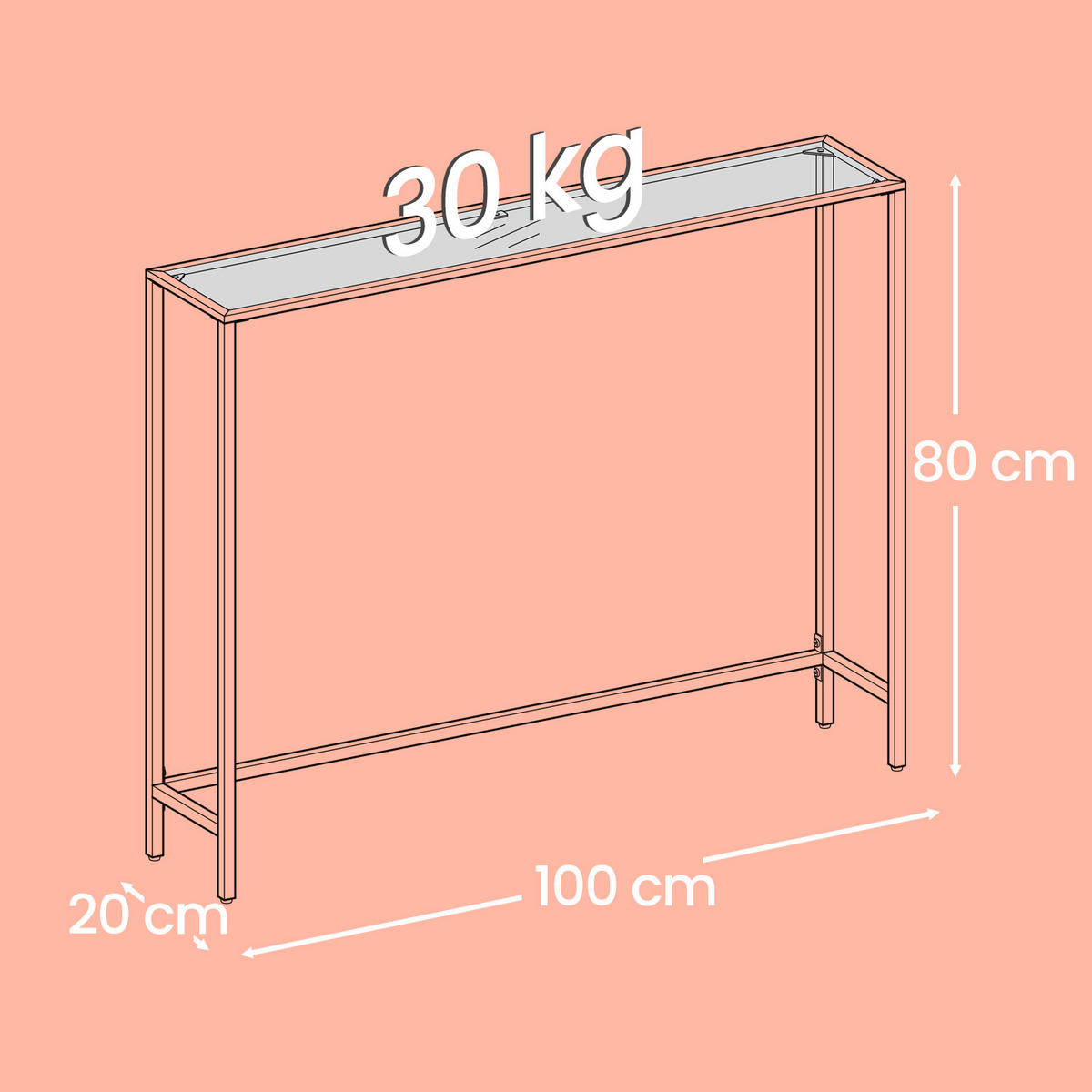 KONSOLENTISCH Goldfarben  - Goldfarben, Trend, Glas/Metall (100,5/80/20cm) - MID.YOU