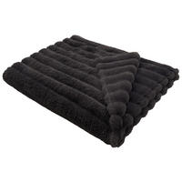 KOŽUŠINOVÁ DEKA, polyester, 150/200 cm - antracitová, textil (150/200cm) - Dieter Knoll