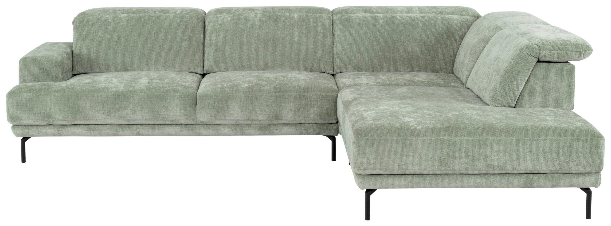 ECKSOFA  in Chenille Mintgrün  307/243 cm  - Schwarz/Mintgrün, Design, Textil/Metall (307/243cm) - Xora