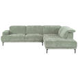 ECKSOFA  in Chenille Mintgrün  307/243 cm  - Schwarz/Mintgrün, Design, Textil/Metall (307/243cm) - Xora