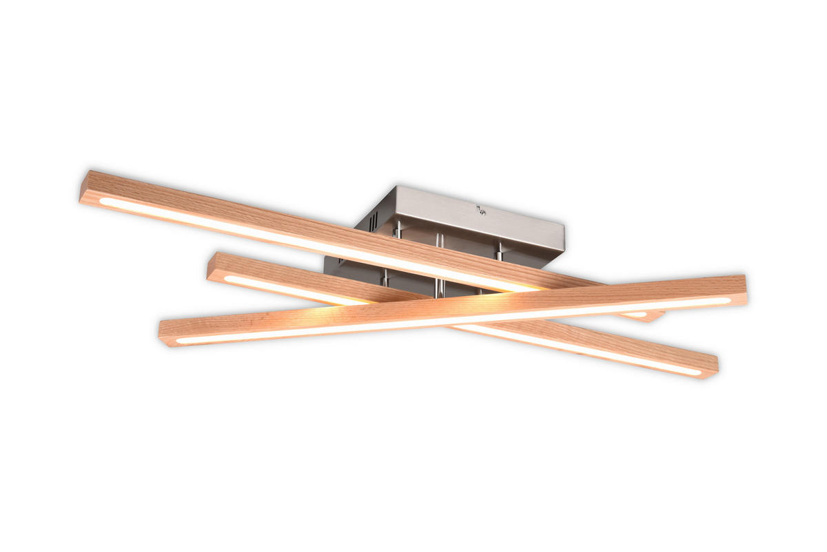 LED-DECKENLEUCHTE 100/25/12,5 cm   - Eichefarben, LIFESTYLE, Holz/Kunststoff (100/25/12,5cm) - Novel