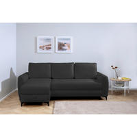 ECKSOFA Moli Anthrazit Bouclé  - Anthrazit/Schwarz, Design, Textil/Metall (236/148cm) - MID.YOU