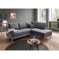 ECKSOFA Cord Grau  - Naturfarben/Grau, Modern, Holz/Textil (230/200cm) - Livetastic