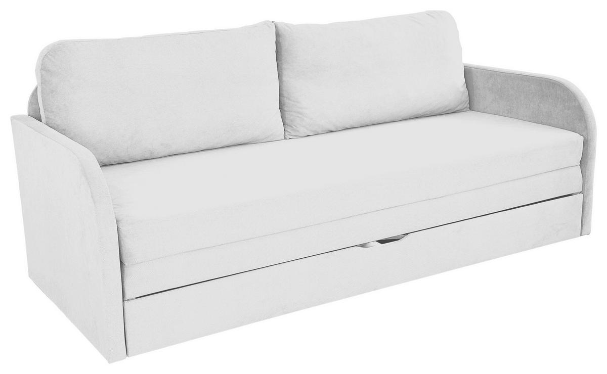 SCHLAFSOFA  mit Liegefunktion Flachgewebe Weiß  - Schwarz/Weiß, Design, Kunststoff/Textil (203/77/86cm) - MID.YOU