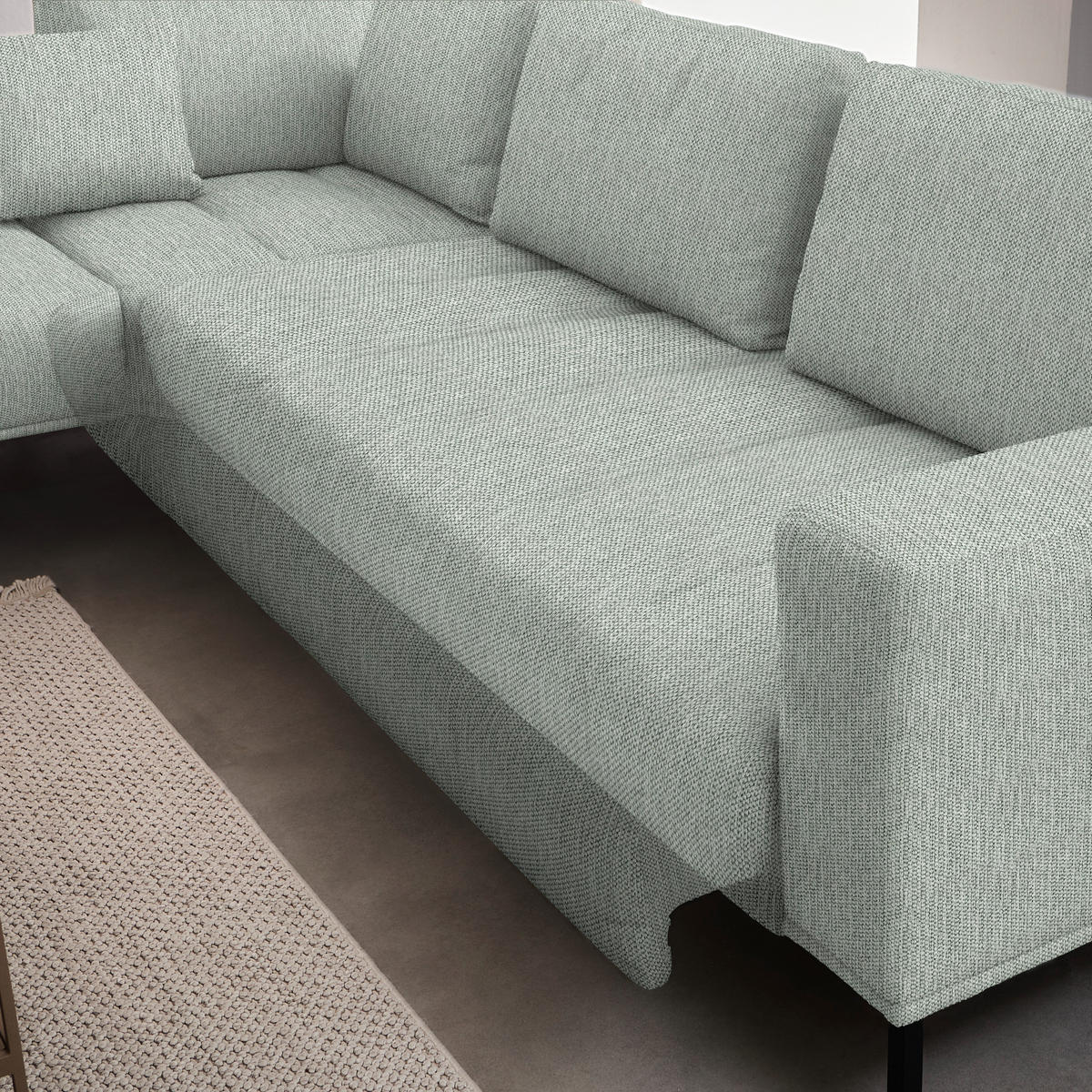 ECKSOFA  in Flachgewebe Grauweiß  270/308 cm  - Grauweiß/Schwarz, Design, Textil/Metall (270/308cm) - Pure Home Lifestyle