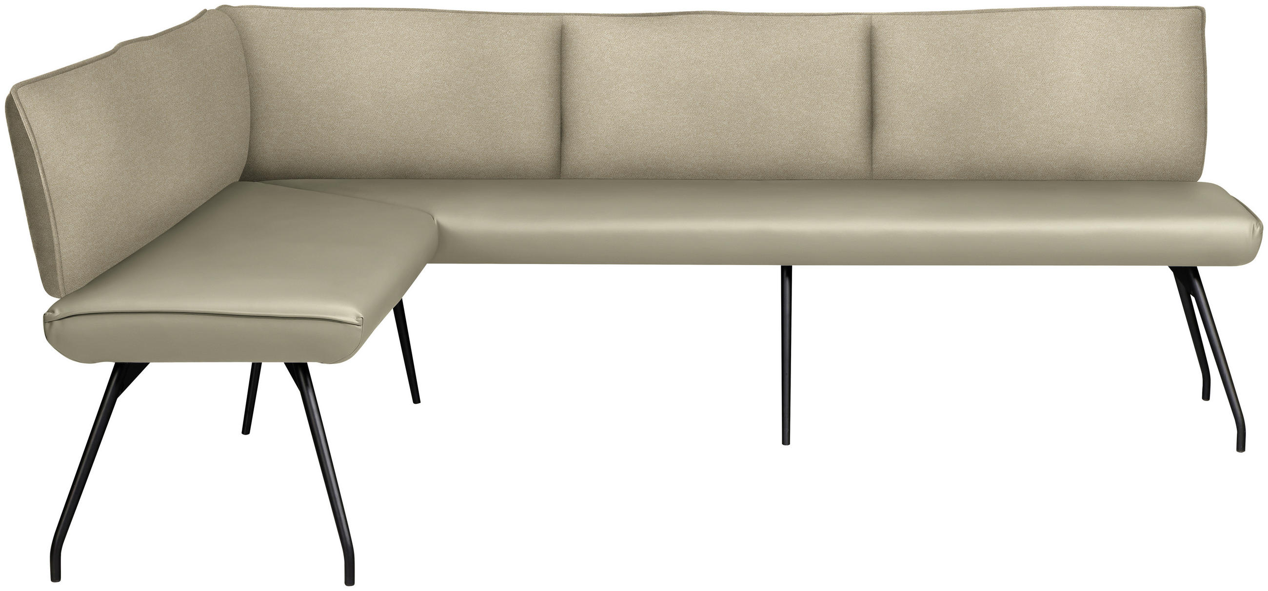 ECKBANK 165/225 cm  in Creme  - Creme/Schwarz, Design, Textil/Metall (165/225cm) - Moderano