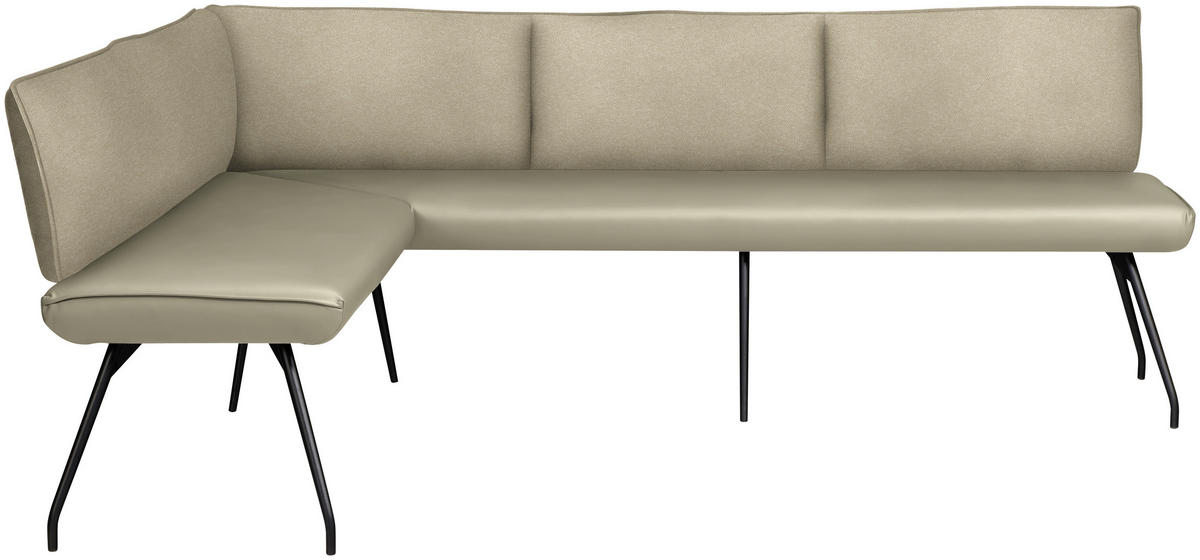 ECKBANK 165/225 cm  in Creme  - Creme/Schwarz, Design, Textil/Metall (165/225cm) - Moderano