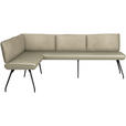 ECKBANK 165/225 cm  in Creme  - Creme/Schwarz, Design, Textil/Metall (165/225cm) - Moderano