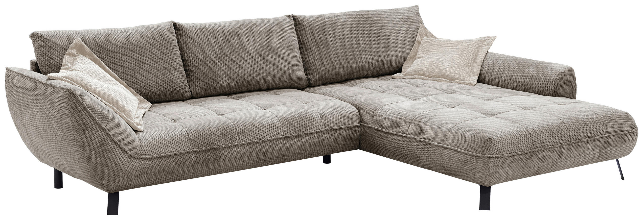 ECKSOFA in Struktur Hellbraun  - Hellbraun/Beige, Design, Textil/Metall (324/205cm) - Livetastic
