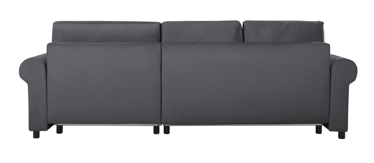 ECKSOFA in Dunkelgrau  - Dunkelgrau/Buchefarben, Design, Holz/Textil (266/161cm) - MID.YOU
