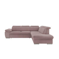 ECKSOFA in Cord Rosa  - Chromfarben/Rosa, Design, Textil/Metall (283/228cm) - Livetastic