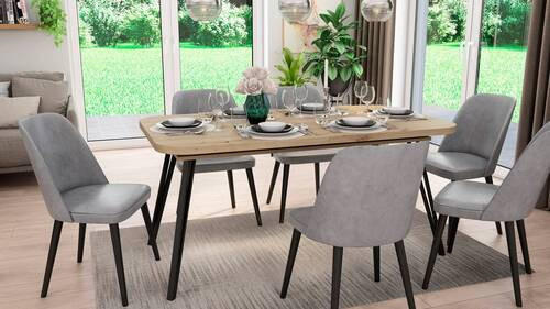 ESSTISCH in Metall, Holzwerkstoff 160/90/76 cm  - Schwarz/Eiche Artisan, LIFESTYLE, Holzwerkstoff/Metall (160/90/76cm) - MID.YOU