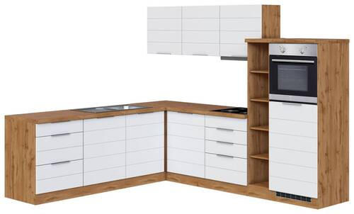 ECKKÜCHE 240/270 cm in Weiß, Eiche Wotan - Eiche Wotan/Weiß, Design, Holzwerkstoff/Metall (240/270cm) - Held