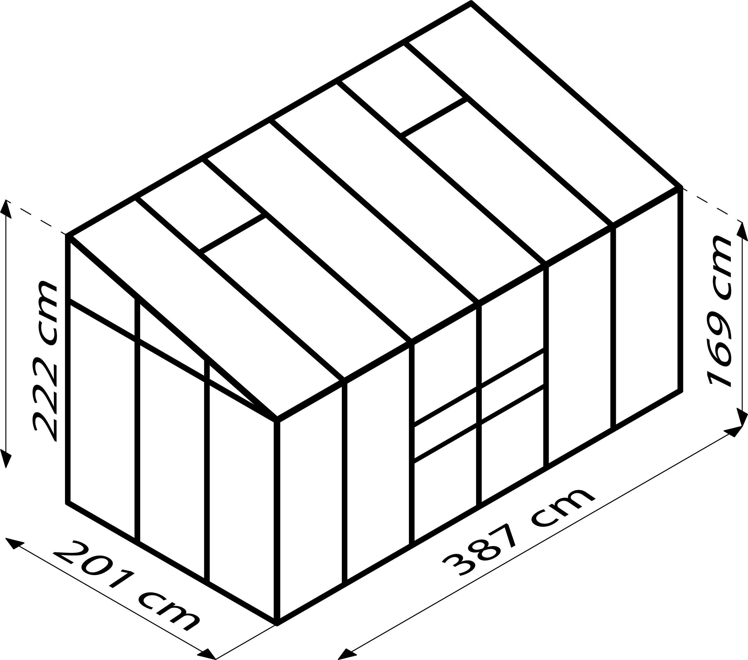 ANLEHN-GEWÄCHSHAUSBAUSATZ - Alufarben, Basics, Kunststoff/Metall (386,5/220,8/201,4cm)