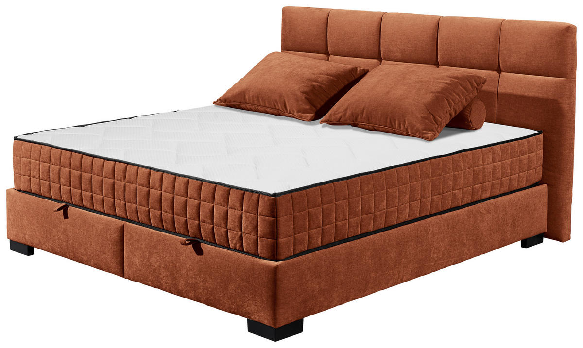BOXBETT 160/200 cm  in Cognac  - Cognac/Schwarz, Modern, Holzwerkstoff/Kunststoff (160/200cm) - MID.YOU