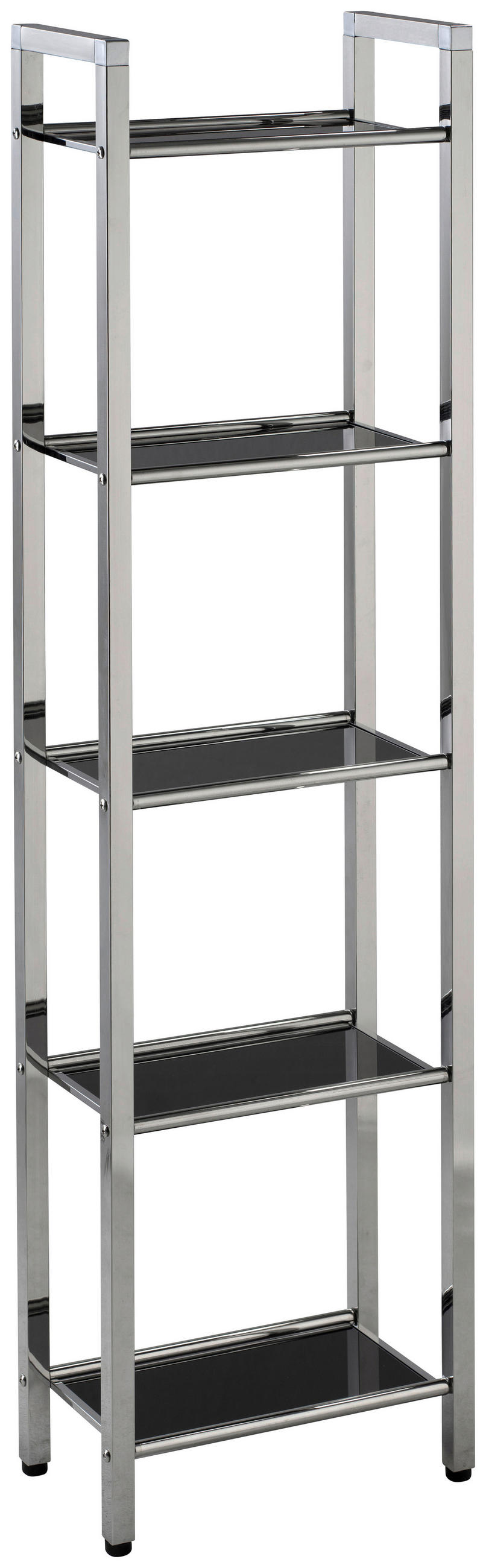 REGAL Schwarz, Edelstahlfarben  - Edelstahlfarben/Schwarz, Design, Glas/Kunststoff (30,5/114/17cm)