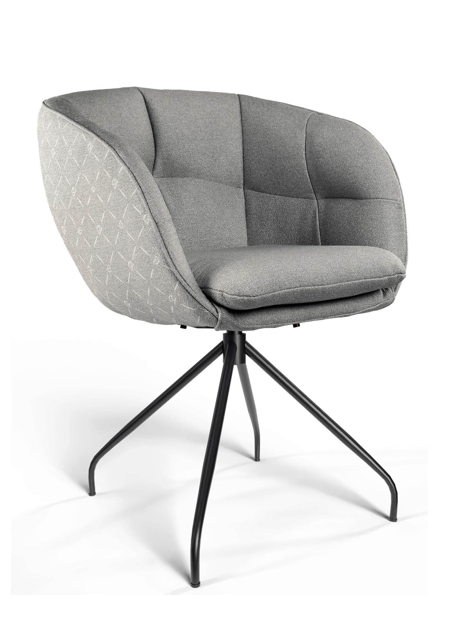 ARMLEHNSTUHL  Sitzfläche 360° drehbar, Gestellauswahl, ergonomische Rückenlehne, Stoff-/Lederauswahl Jacquard  Hellgrau  - Hellgrau/Schwarz, Design, Textil/Metall (62/81/63cm) - Dieter Knoll