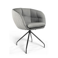 ARMLEHNSTUHL  Sitzfläche 360° drehbar, Gestellauswahl, automatische Rückholfunktion, ergonomische Rückenlehne, Stoff-/Lederauswahl Jacquard  Hellgrau  - Hellgrau/Schwarz, Design, Textil/Metall (62/81/63cm) - Dieter Knoll