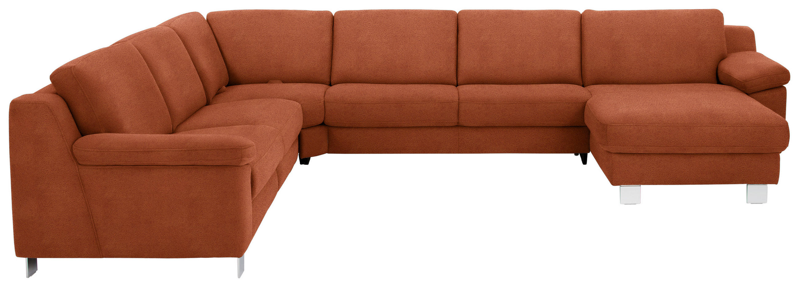 WOHNLANDSCHAFT in Mikrofaser Orange, Terracotta  - Chromfarben/Terracotta, Design, Textil/Metall (278/364/166cm) - Valdera