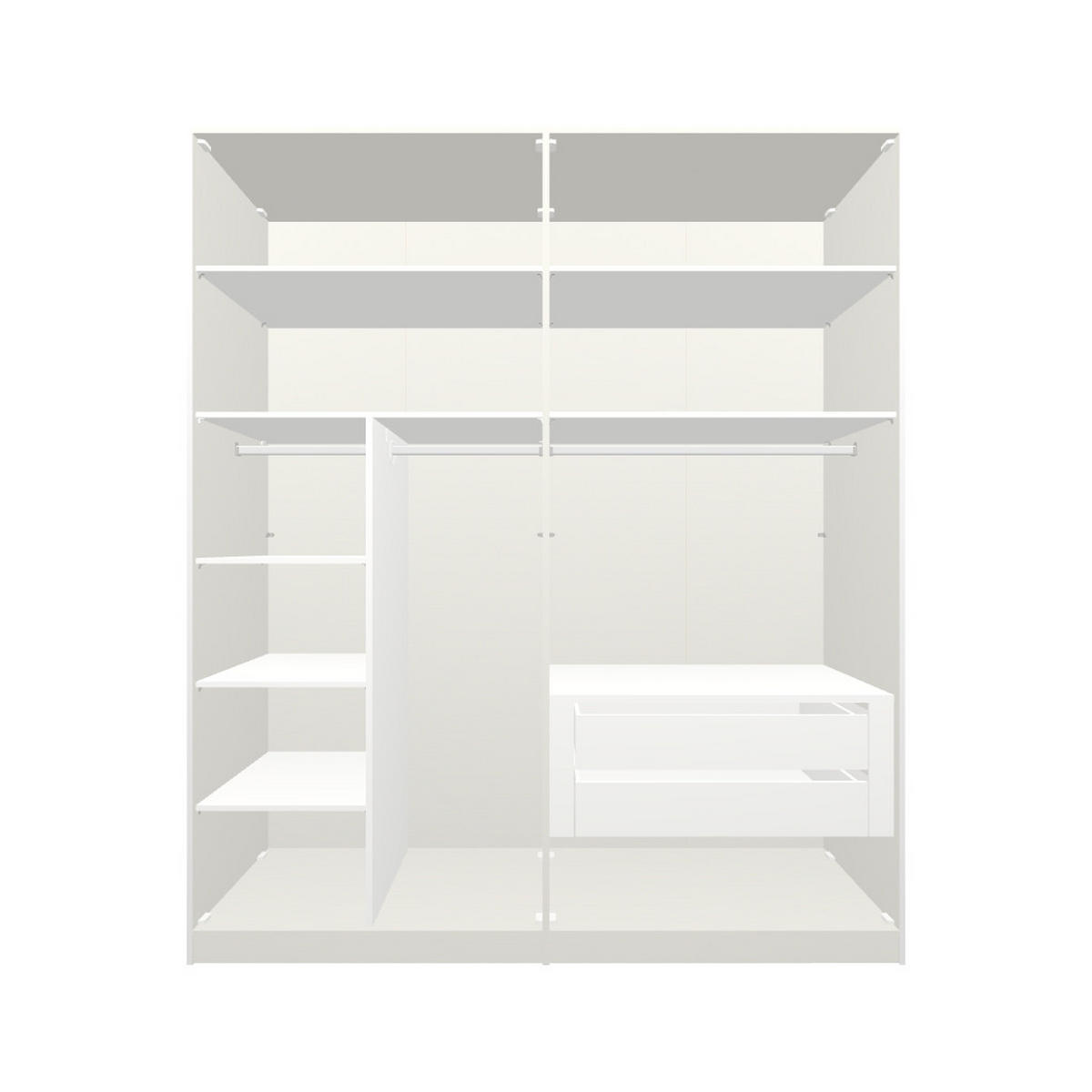 DREHTÜRENSCHRANK 203/236/59 cm 4-türig Weiß  - Chromfarben/Weiß, Design, Glas/Holzwerkstoff (203/236/59cm) - Boxxx
