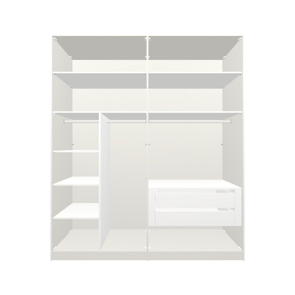 Thumbnail - Boxxx Drehtürenschrank, Weiß, Holzwerkstoff, 7 Fächer, 2 Schubladen, 203x236x59 cm, erweiterbar, Beimöbel erhältlich, um...