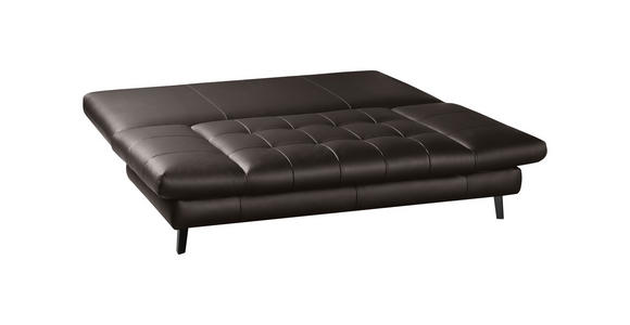 SCHLAFSOFA Braun Echtleder - Schwarz/Braun, Design, Leder/Metall (209/94/94cm) - Novel