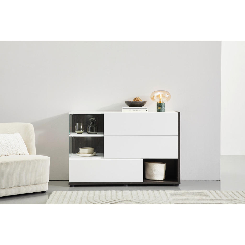 Thumbnail - Mid.you Kommode, Weiß, Perlmutt, Glas, Holzwerkstoff, 120x77x40 cm, Made in EU, Wohnzimmer, Kommoden & Sideboards, Kommo...