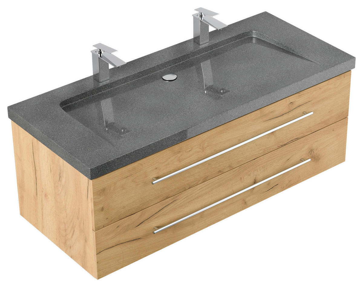 WASCHTISCHKOMBI 130 cm  - Eichefarben, Basics, Holzwerkstoff/Stein (130cm) - MID.YOU